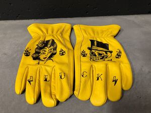 ハンドメイド レザー グローブ タトゥー バイク キャンプ アウトドア ハーレー スカル レディー