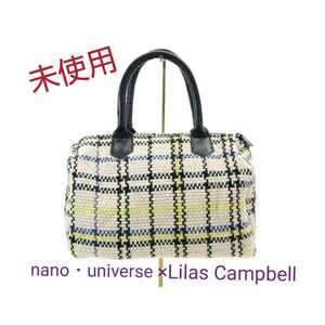 未使用　nano universe×Lilas Campbell　ボストン　ナノ・ユニバース　リラキャンベル　コラボ　別注　ボストンバッグ チェック　イエロー