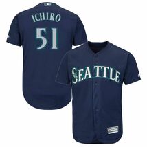 Majestic MLB イチロー 51 シアトル マリナーズ ベースボールシャツ メッシュ ホーム ビジター メンズ XL ユニフォーム MARINERS_画像1