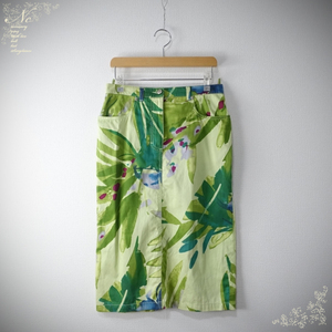USED*Max Mara/ Max Mara /I40/ Италия производства краска рисунок узкая юбка / оттенок зеленого * зеленый 