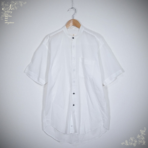 USED*TRUSSARDI/トラサルディ/4/日本製リネン混半袖シャツ/ホワイト/白