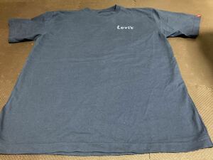 美品Levi's濃紺、ロゴ濃いグレー半袖ストレッチトップス　サイズL