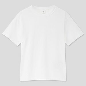 新品タグ付き ユニクロ UNIQLO キッズ KIDS リラックスフィットクルーネックT 半袖Tシャツ 綿100％ やや厚手 ゆったりめ 160 ホワイト 白T