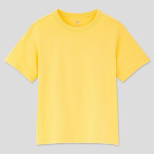 新品タグ付き ユニクロ UNIQLO キッズ KIDS リラックスフィットクルーネックT 半袖Tシャツ 綿100% やや厚手 ゆったりめ 160 イエロー 黄色