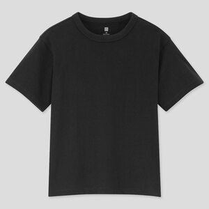 新品タグ付き ユニクロ UNIQLO キッズ KIDS リラックスフィットクルーネックT 半袖Tシャツ 綿100％ やや厚手 ゆったりめ 150 ブラック 黒