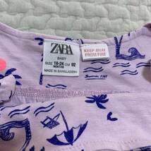 ZARA Baby ビーチ柄ワンピース　タンクトップ　チュニック　18-24ヶ月　92センチ　リボン　紫　パープル　ザラ　女の子　子供服　リゾート_画像6