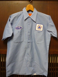 USA古着　90s ワークシャツ M 水色 ブルー QS 9000 半袖 デッドストック アメリカ製