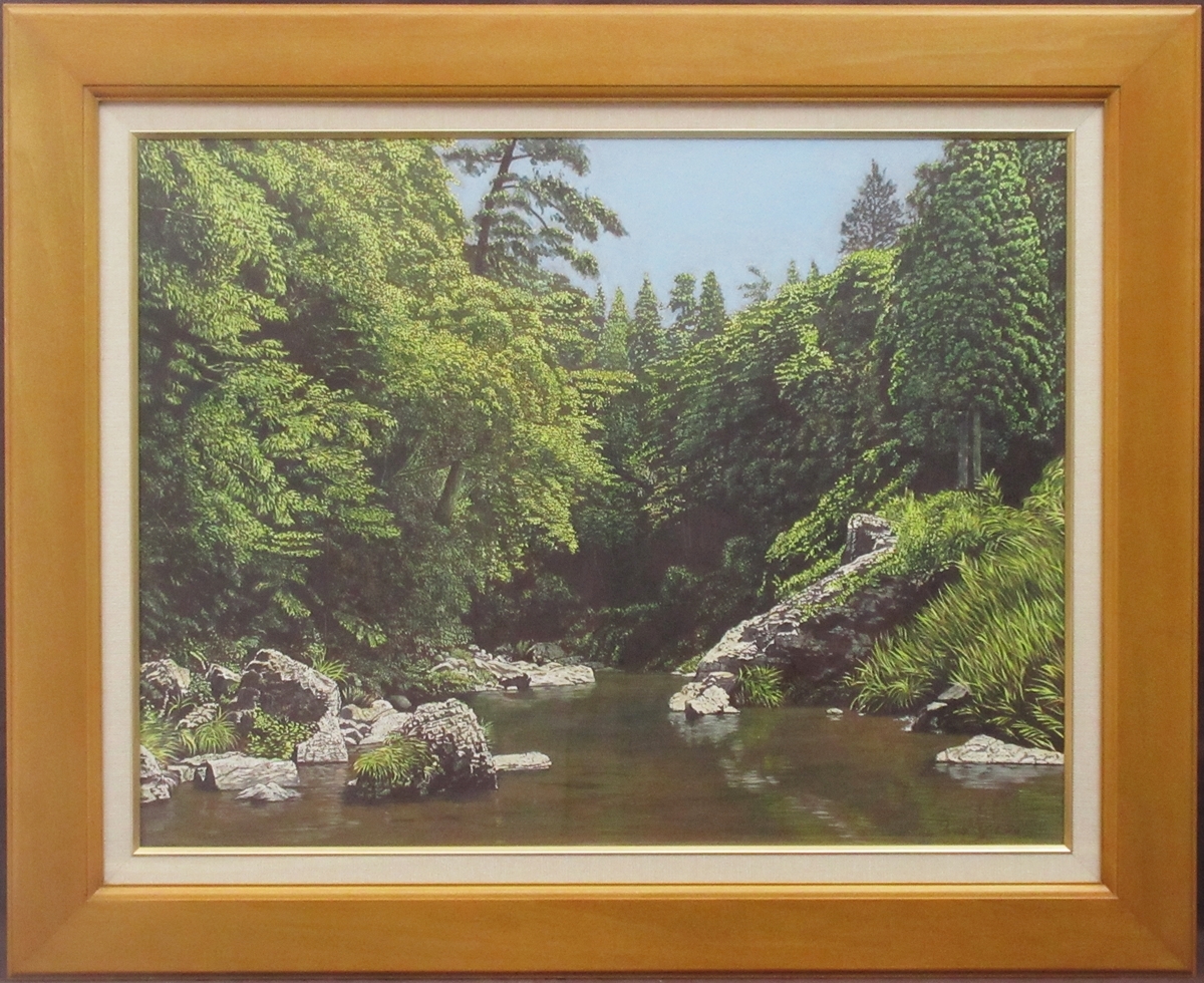 [Authentique] Yoshida Isao, Printemps à la rivière Kiyotaki, 15 pages, peinture à l'huile, Peinture, Peinture à l'huile, Nature, Peinture de paysage
