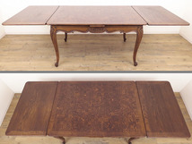《 セール品 》寄木作りの天板が美しいネコ脚のダイニングセット（テーブル＋椅子５脚）フランスのアンティーク家具　A-4335_画像5