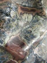 ■飾り石■天然石　台座付き　約2.1kg 約22×12㎝　グレー/赤　マーブル　　盆石　　蔵出し品_画像7