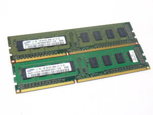 T3M24●【動作確認品】2枚組 Samsung DDR3 1GB×2枚 PC3-8500U デスクトップ用 メモリ 合計2GB 【メール便対応】