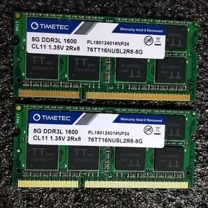 【中古】DDR3 SO-DIMM 16GB(8GB2枚組) TIMETEC 76TT16NUSL2R8-8G [DDR3-1600 PC3L-12800 1.35V]