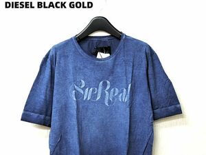 M 新品 \14,490【DIESEL BLACK GOLD Tシャツ ディーゼル ブラック ゴールド Tシャツ 8AT BLUE INDIGO インディゴ Tシャツ】