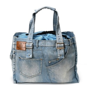  new goods * carry bag *solgra* Denim tote bag * blue * stone chip .. prevention Lead * mesh attaching 