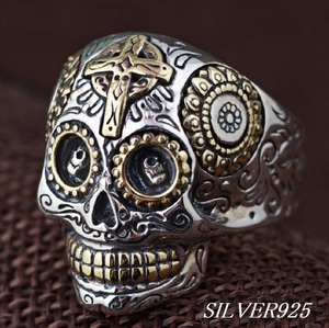 [*E94-19]SILVER925meki олень n Skull объем кольцо кольцо 19 номер серебряный каркас блокировка punk [ стоимость доставки единый по всей стране 198 иен ]