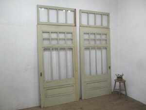 taM450*[H177cm×W90,5cm]×2 sheets +2 sheets attaching * antique * retro . pavilion. old wooden glass door * fittings sliding door sash M under 