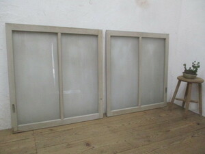 taM856* several set have *[H90cm×W84,5cm]×2 sheets * pretty paint. old wooden glass door * fittings sliding door Cafe miscellaneous goods shop old furniture K under 