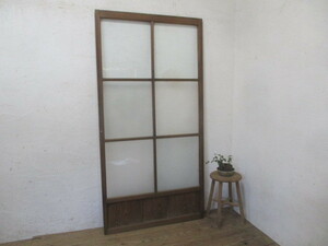 taN219*[H174,5cm×W89cm]* retro taste ... old wooden glass door * fittings sliding door sash old Japanese-style house old furniture Showa era reform L under 