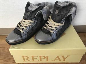 ★新品☆大人気★ イタリア人気ブランド　REPLAY リプレイ　レディス高級ミッドカットスニーカー！！ダークグレー　23.0cm 36インチ！