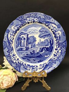  Britain antique * 1928 year ko- plan do Spode blue Italian plate 