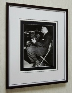 レスター・ヤング/アートピクチャー額装/Lester Young recoding for Keynote,1944/サキソフォン/レトロビンテージ/インテリア/壁飾り