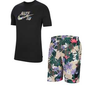  Nike M men's SBpala dice T-shirt short pants top and bottom black beige short sleeves shorts 
