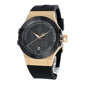 ラバー ベルト イタリア ブランド プレゼント 男性 腕時計 メンズ Maserati マセラティ ピンクゴールド ブラック