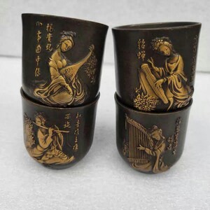 古純銅点金四大美女のカップ杯を模倣して一組の家庭茶道