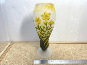 貴重　アンティーク　花瓶　菜の花　ガラス製　約30cm×約12cm　
