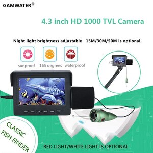 GAMWATER 15メートル1000TVL魚ファインダー水中氷釣りカメラ4.3 "液晶モニター6個LEDナイトビジョン魚群探知機カメラ