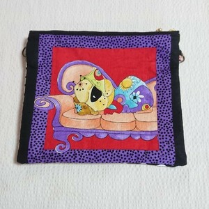 ロラライハリスハンドメイド双子ポーチフラット JoyDogパネル
