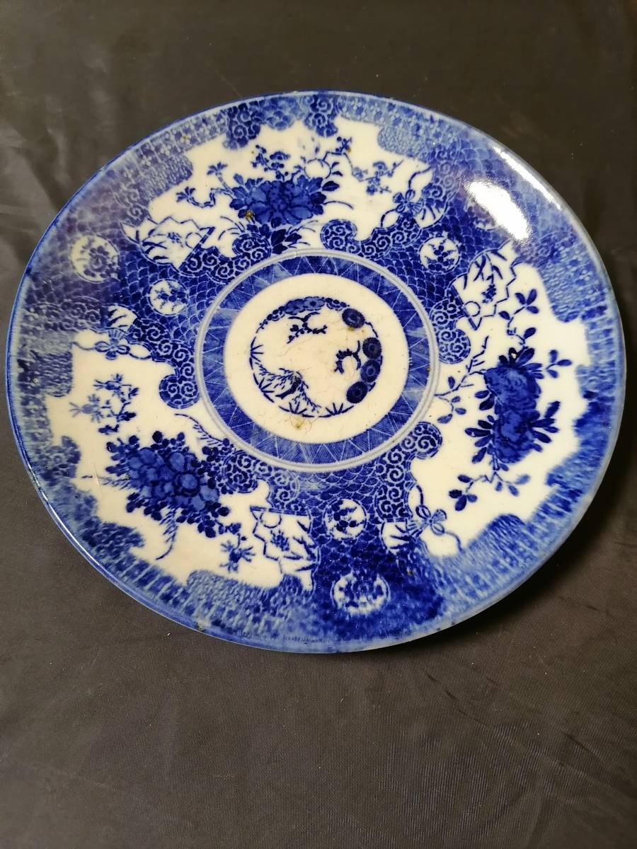 古伊万里染付花文皿古伊万里染付皿完品江戸時代| JChere雅虎拍卖代购