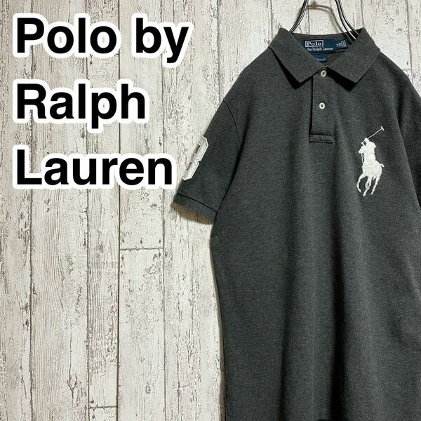 【人気アイテム】ポロバイラルフローレン Polo by Ralph Lauren 半袖 ポロシャツ Mサイズ グレー ビッグポニー