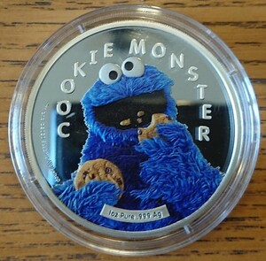 2021 Samoa Sesame Street Cookie Monster 1 унция 5 Color Silver Coin Pro Fline