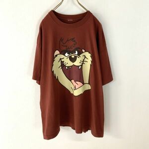 90‘s Looney Tunes Tasmania Devil ルーニーチューンズ タスマニアンデビル シングルステッチ tシャツ XL相当 ブラウン 美品