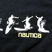 USA製 90's ノーティカ 柄ボーダー サーフィンプリント コットン Tシャツ 半袖 (XL) 黒 ブラック アメリカ製 90年代 旧タグ nautica_画像5
