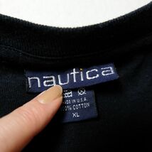USA製 90's ノーティカ 柄ボーダー サーフィンプリント コットン Tシャツ 半袖 (XL) 黒 ブラック アメリカ製 90年代 旧タグ nautica_画像8