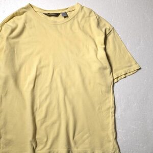 USA製 90's EMS ソリッドカラー 鹿の子 コットン Tシャツ 半袖 薄黄 (L) 90年代 旧タグ アメリカ製 オールド Eastern Mountain Sports