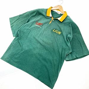 90s ☆ cottontraders ☆ カナダ LION 一点モノ◎ ラガーシャツ ラグビー ジャージ 半袖シャツ L ビンテージ コットントレーダース■EE52