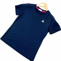  ■ルコック LE COQ SPORTIF レディース M 半袖Tシャツ ネイビー 濃紺 細身 スポーツにぴったりの一枚♪■FA7_画像1