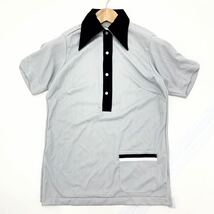 ヒルトン HILTON ビンテージ 80s 80年代 USA製 アメリカ製 ボウリングシャツ 半袖 ボーリングシャツ 32 レディースXXS グレー■FA50_画像2