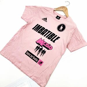 アディダス adidas IMBATIBLE フットボール サッカー 半袖 Tシャツ Lサイズ メンズ ピンク 両面プリント 爽やか配色♪■FD41