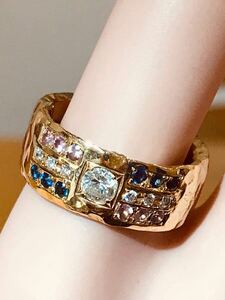 *K18 sapphire & diamond ring *