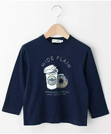 新品　THE SHOP TK　ピクセルFOODプリント長袖Tシャツ　ブルー色　15(150cm)　定価1089円