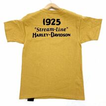ハーレーダビッドソン HARLEY DAVIDSON ”STREAM LINE” 半袖Tシャツ 両面プリント Mサイズ カラシ色 1925 バイカー バイク 古着■DD77_画像3