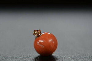 [ 10 three ] K18 stamp metal fittings attaching red .. sphere maximum approximately 16.8mm for searching language -A letter 0103 equipment ornament small articles . loose coral charm top 