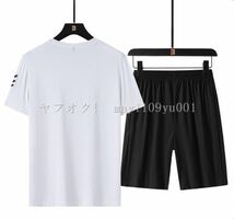 ひんやり 接触冷感 メンズ 半袖 Tシャツ ハーフパンツ 上下セット部屋着ゆったりワイドズボン真夏無地シンプル カラーA [サイズ 色 選択可]_画像4