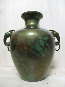 K67-114W　花瓶　双耳　銅製　中古　高さ約17.7ｃｍ　(T11-1)