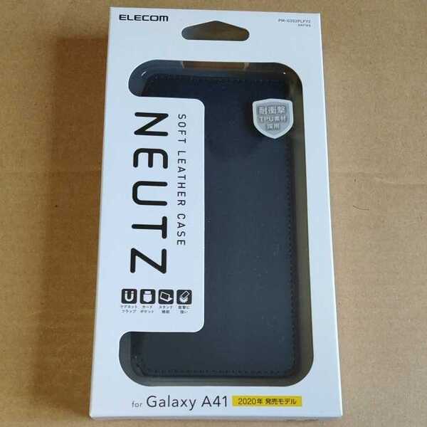 ◇ELECOM Galaxy A41 用 ソフトレザーケース 磁石付 ネイビー PM-G202PLFY2NV