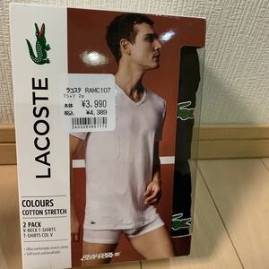 送料無料　新品未使用　LACOSTE ラコステ Vネック 半袖Tシャツ　Mサイズ　2枚セット　ブラック　ワンポイント　ロゴ　コットンストレッチ